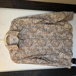 Pendleton Women's Long Sleeve Brown Paisley Print Pearl Snap- size Large